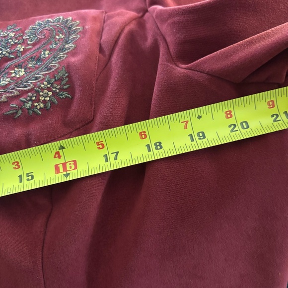 VINTAGE Koret Retro Faux Suede Women's Burgundy Blazer Large Size Measurements - Picture 7 of 7